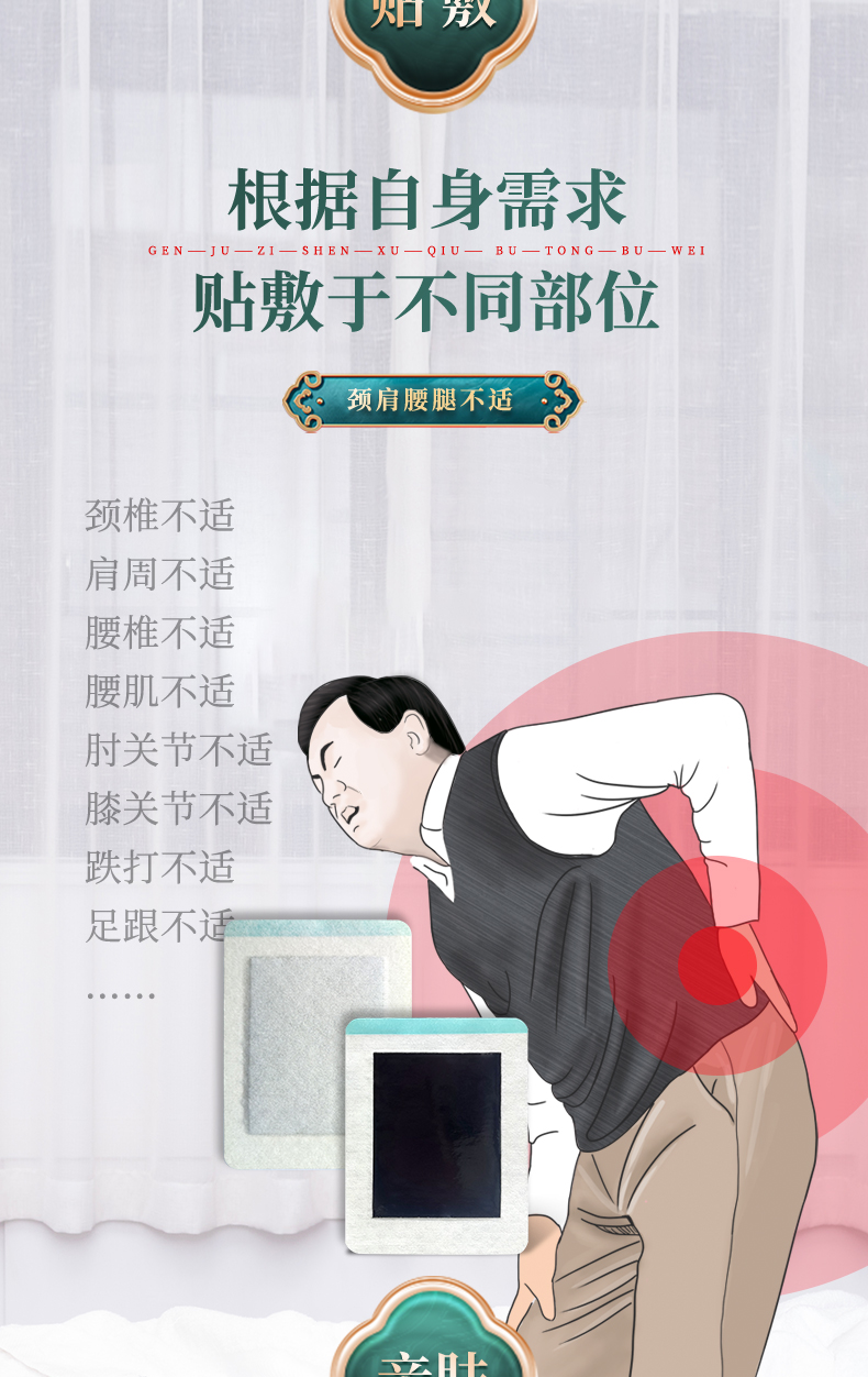 根據(jù)自身不適的情況，按需求貼敷